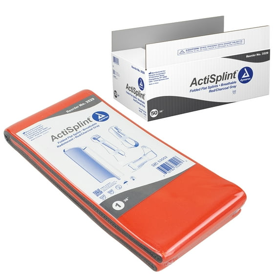 Dynarex Multipurpose ActiSplints - Reusable Waterproof First Aid Splints for Emergency Medical Supplies & Sports Medical Kit - 4¼" × 36" Flat Splint, Case of 50