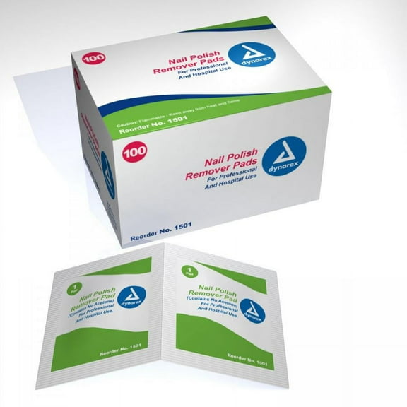 Dynarex Nail Polish Remover Pad - Acetone-free, 100 Count