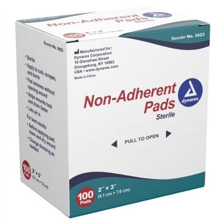 Dynarex Non-Adherent Dressing Viscose / Polyester Polyethylene 2 X 3 Inch Sterile, 3423 - CASE OF 1200