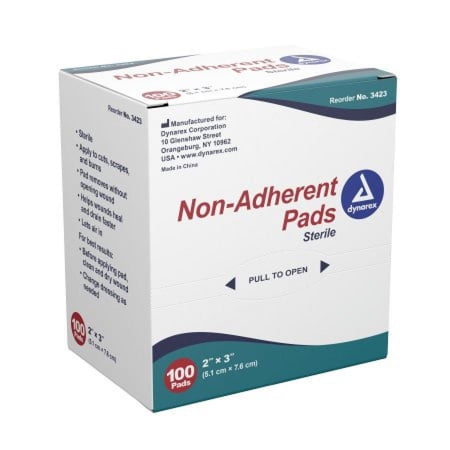 Dynarex Non-Adherent Pads, 2 x 3 Inch, 100 Count