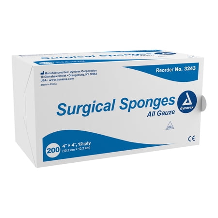 Dynarex Non-Sterile Gauze Sponge, 4 Inch x 4 Inch, 200 Count