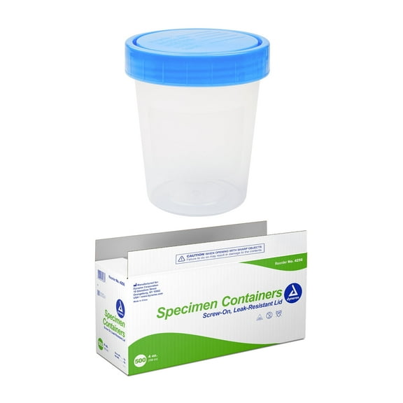 Dynarex Non-Sterile Specimen Containers, 4 oz, Polypropylene, Bulk Case of 500