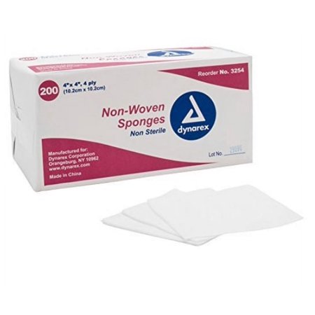 Dynarex Non-Woven Sponges 3254, 4" 200 Pack White