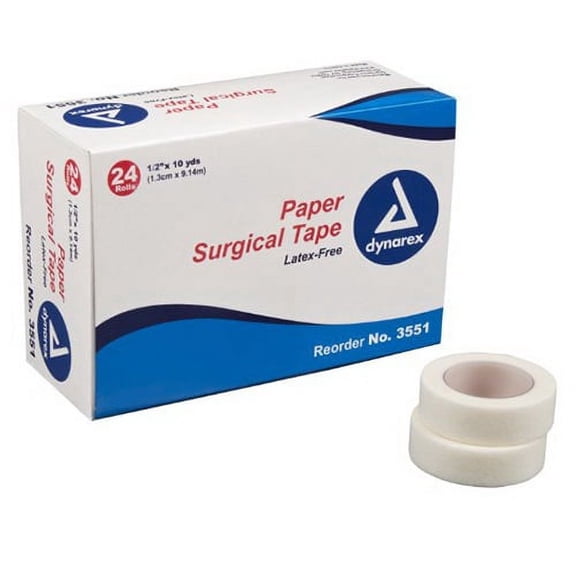Dynarex Paper Surgical Tape (24), 1/2 Inches X 10 Yards, 3 Pack
