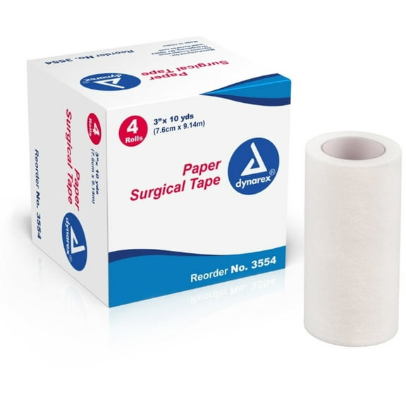 Dynarex Paper Surgical Tape Hypoallergenic 3 Inches x 10 Yards 4 Each