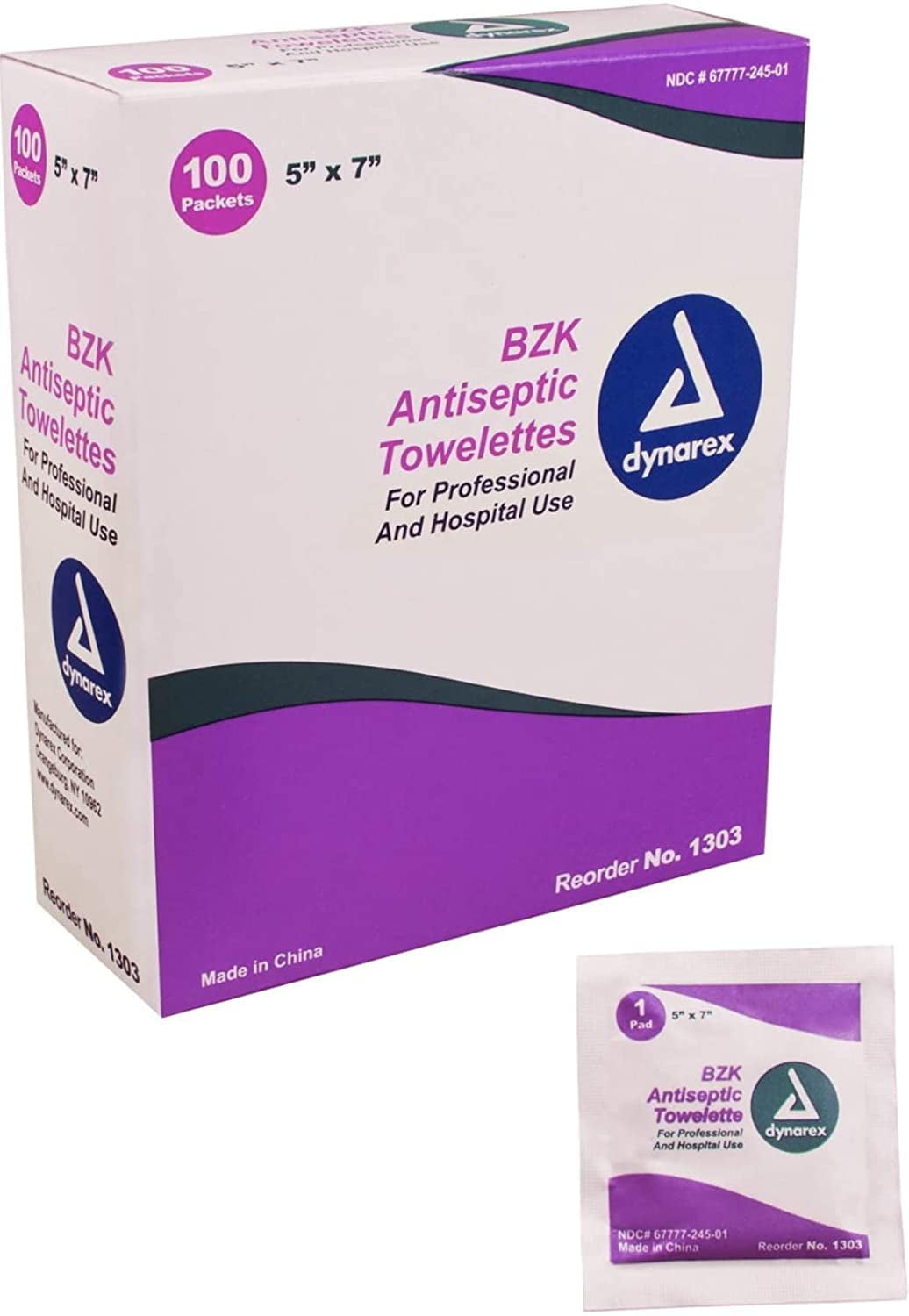 Dynarex Personal Wipe Individual Packet BZK, Lavender Scent, 1303 - Box of 100