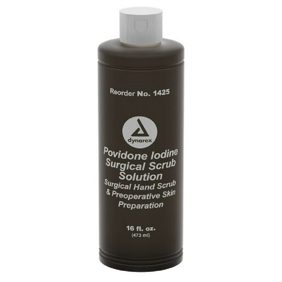 Dynarex Povidone Iodine Scrub Solution, First-Aid Antiseptic, 16 oz. Bottle | 1 Each