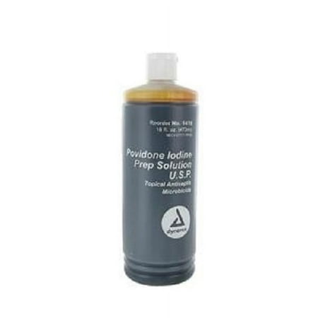 Dynarex Prep Solution 16 oz. Bottle, 10% Povidone Iodine, 8 Pack