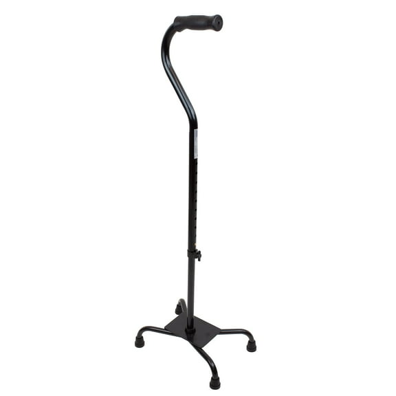 Dynarex Quad Cane with Large Base, 300 Pound Weight Capacity, Black, 1 Quad Cane with Large Base