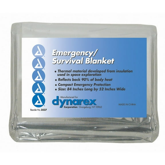 Dynarex Rescue Blanket 52 W X 84 L Inch Mylar, Aluminum, 3537 - Case of 120