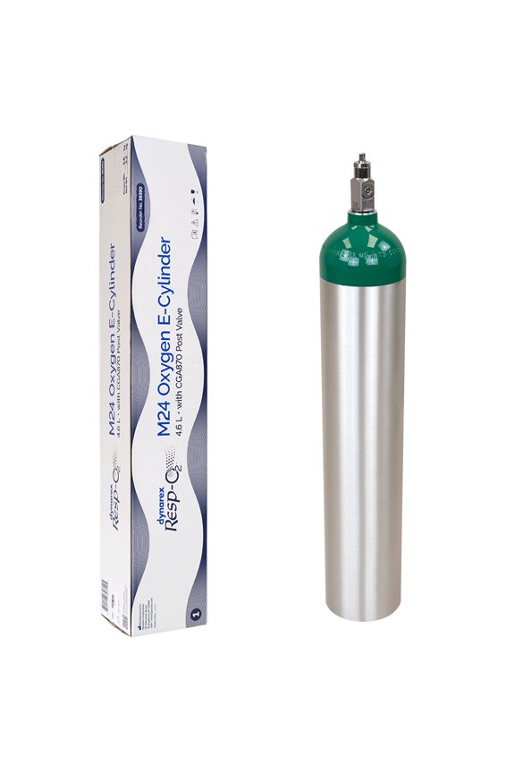 M24 Oxygen E-Cylinder with CGA 870 Post Valve - 4.6L Standard Size Oxygen Cylinder - Lightweight Aluminum Portable Tank with 680L Oxygen Capacity