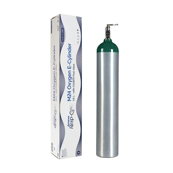 Dynarex Resp-O2 M24 Oxygen E-Cylinder with CGA 870 Toggle Valve - 4.6L Standard Size Oxygen Cylinder - Lightweight Aluminum Portable Tank with 680L Oxygen Capacity