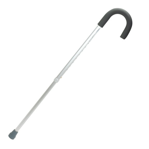 Dynarex Round Handle Cane with Foam Grip, Provides Mobility Support in a Classic Cane Design with Adjustable Height, 250 lb. Weight Capacity, Silver, 1 Cane