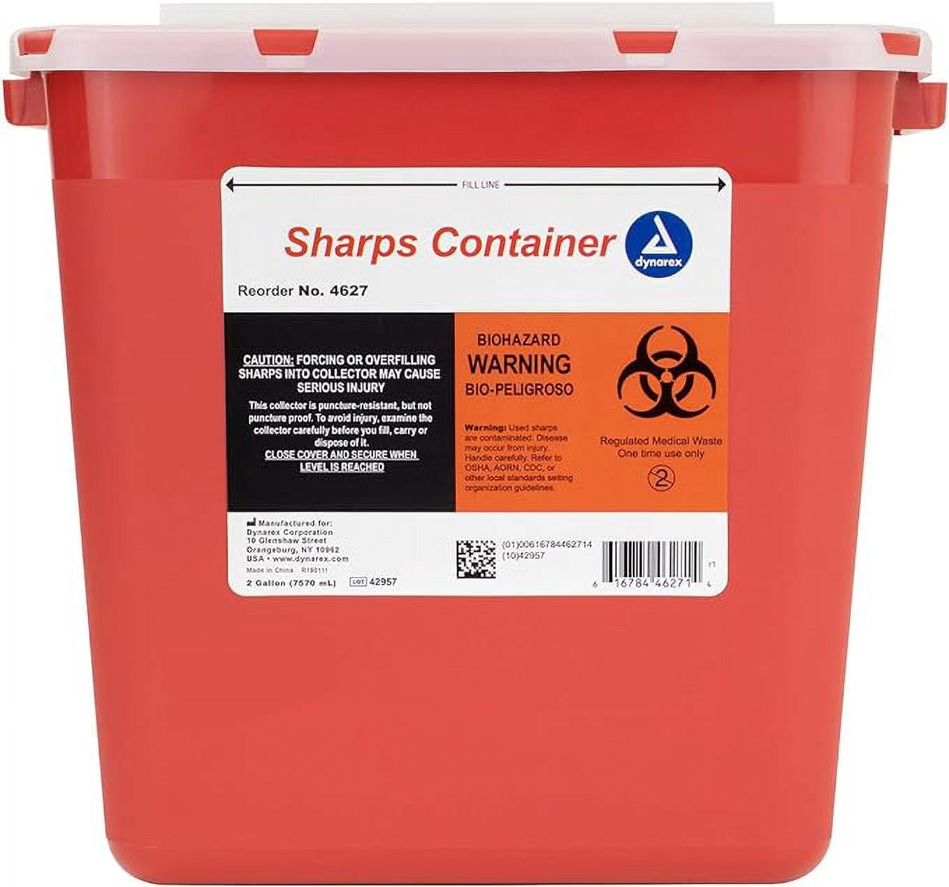 Dynarex Sharps Container, Provides a Safe Disposal of Medical Waste and Needles, NonSterile