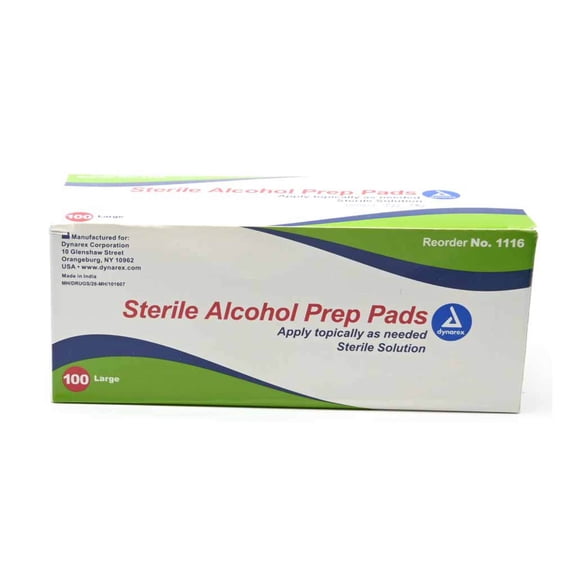 Dynarex Sterile Alcohol Prep Pads, Large 100 Each
