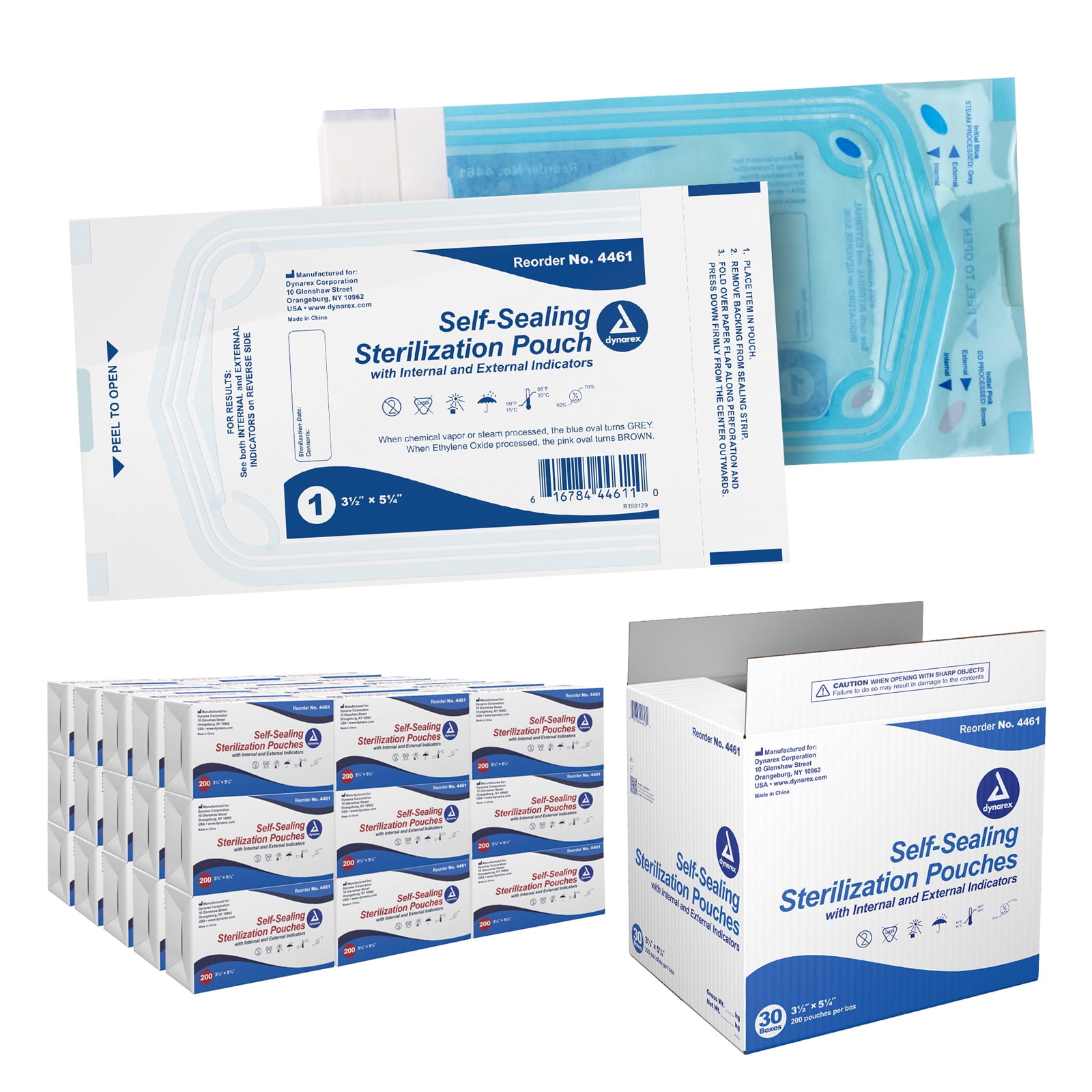 Dynarex Sterilization Pouches - Self Sealing Autoclave Bag for Medical ...