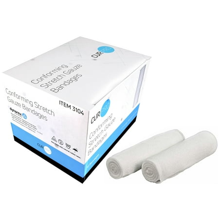 Dynarex Stretch Gauze Bandages, 4" x 4.1 yd, Non-Sterile & Latex-Free, Wound Care in Medical and Home Environments, 12 Count - 4 Pack