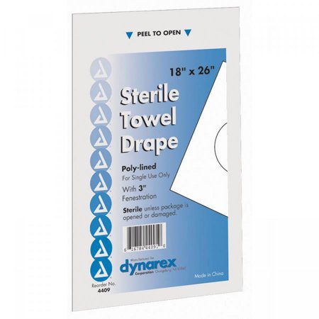 Dynarex Surgical Drape, 18 Inches Wide x 26 Inches Long, White, 50 Count