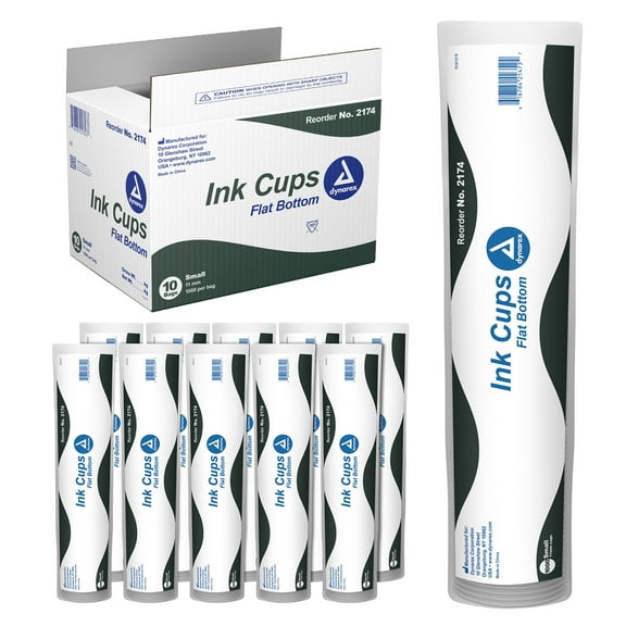 Dynarex Tattoo Ink Cups - 11mm Clear Disposable Plastic Ink Caps for Tattooing - Tattoo Ink Caps with Flat Bottom, Wide Rims - 1000 Per Bag, 10 Bags