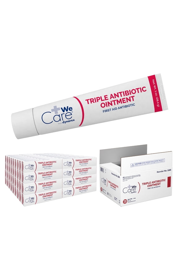 Triple Antibiotic Ointment, Topical Antibiotic Cream Used for Minor Wounds such as Cuts, Scrapes and Burns, Convenient First Aid Ointment 1 oz. Tubes, 1 Box of 72