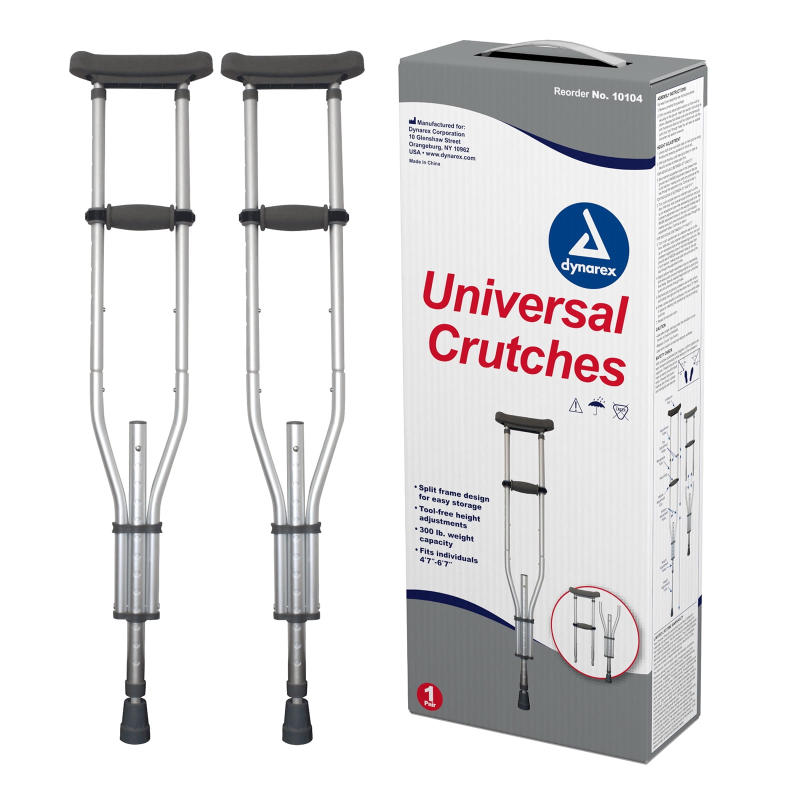 Dynarex Universal Crutches, Aluminum Mobility Aid for Children to