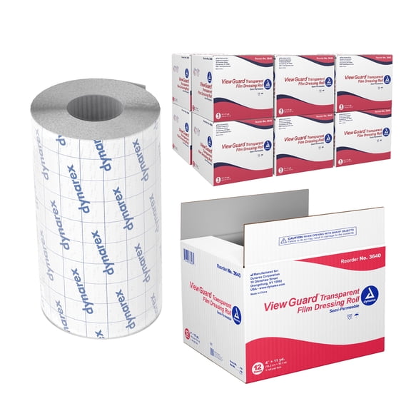 Dynarex View Guard Transparent Film Dressing Roll 4" x 11yds Bandage Size, Non-Sterile and Flexible, 12 per case