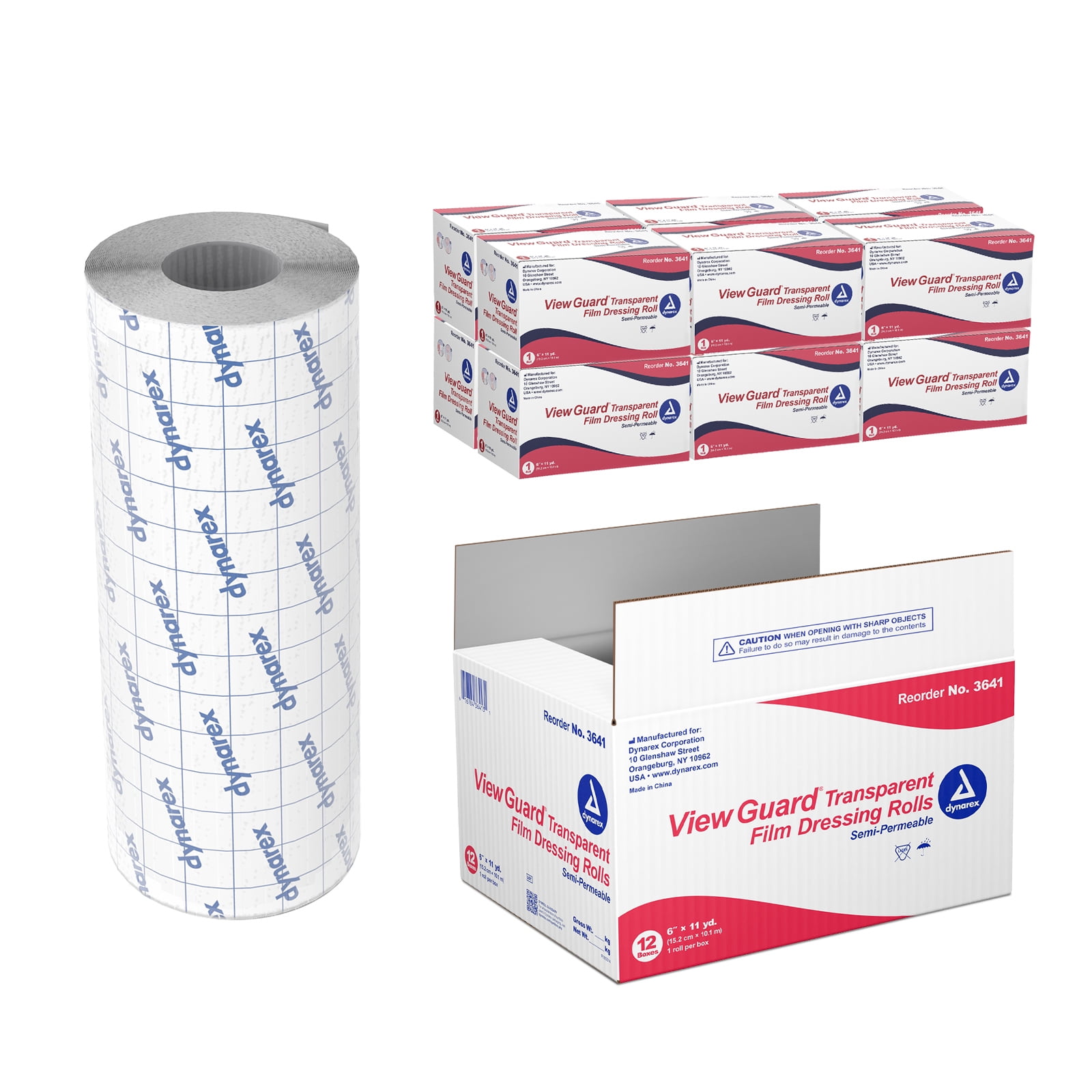 Dynarex View Guard Transparent Film Dressing Roll 6" x 11 yd. Bandage Size, Non-Sterile and Flexible Dressings, 12 per case