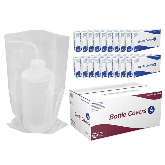 Dynarex Wash Bottle Bags - Disposable Sleeve Covers for Tattoo Squeeze Bottle - Sterile Pouches for Full Coverage - Large Size - 1 Case, 20 Boxes of 500 Covers
