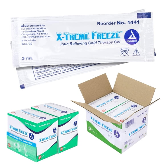 Dynarex X-Treme Freeze Pain Relief Cold Therapy Gel with Arnica and Menthol, 3ml, 200 Count