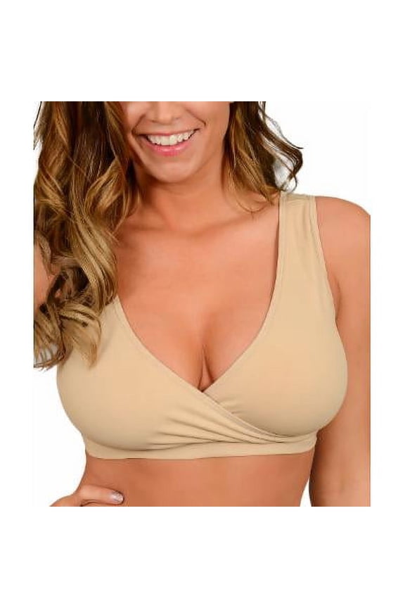 Dynashape Intima Beige Nursing Wireless Seamless Surplice Bra - Plus Too Size S