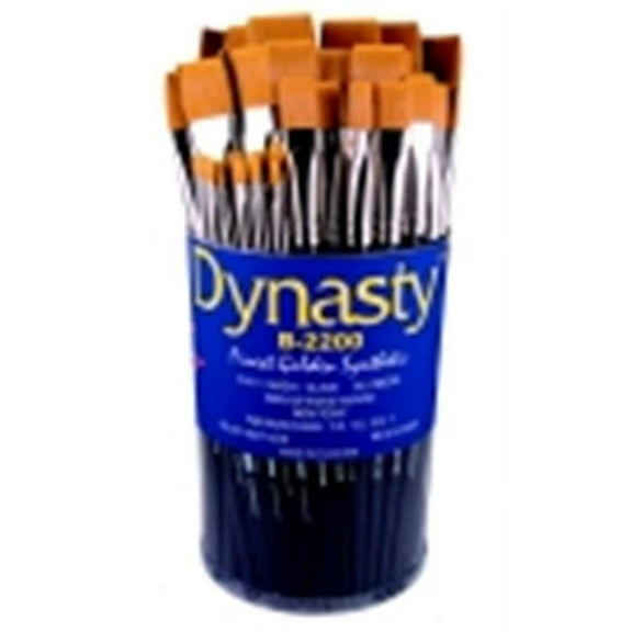Dynasty B-2200 Cylinder Golden Synthetic Short Lacquered Wood Handle Paint Brush Set, Black, Set - 40