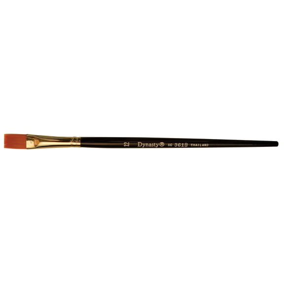 Dynasty B-410 Flat Shader Golden Synthetic Long Wood Handle Paint Brush, Size 12