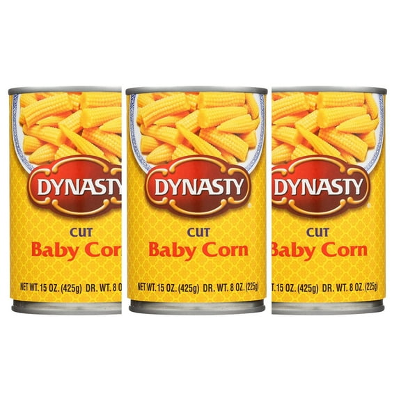 Dynasty Baby Corn cut & Whloe, Net wt 15 oz