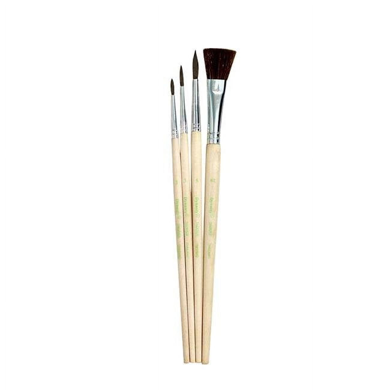 Dynasty Brush 2002167 Faux Camel Hair Brush Set - Rounds & Flat - Set of 4