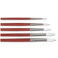 thumbnail image 1 of Dynasty Brush White Taklon Watercolor Brushes, Round Style, Short Lacquered Hardwood Handle, Assorted Sizes, Set of 5, 1 of 1