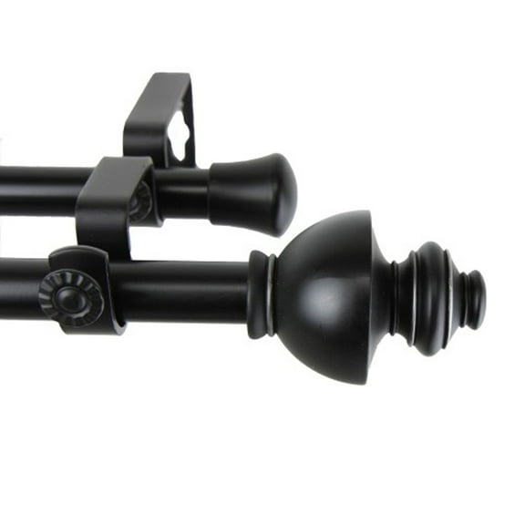 Dynasty Double Curtain Rod 120-170 inch - Black