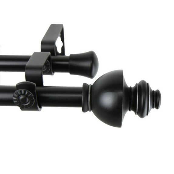 Dynasty Double Curtain Rod 28-48 inch - Black