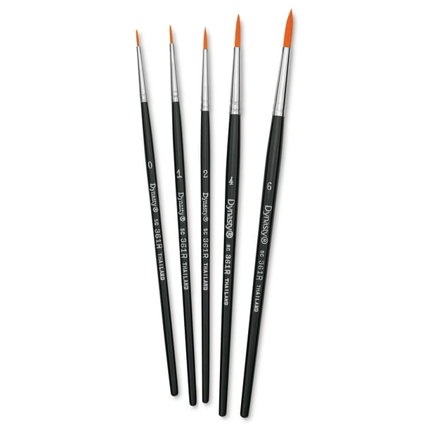Dynasty Finest Golden Synthetic Brushes - Set 1, Round, Short Handle, Set of 5