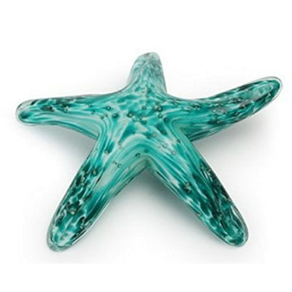 Dynasty Gallery Hand Blown Glass Walking Starfish, Teal Glows in the Dark