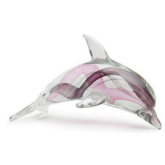 Dynasty Gallery Purple Glass Dolphin with Swirls That Glow in the Dark