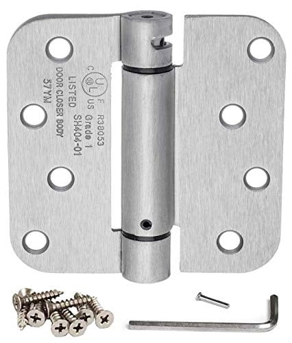 4'' Satin Nickel Adjustable Spring Door Hinges with 5/8'' Radius