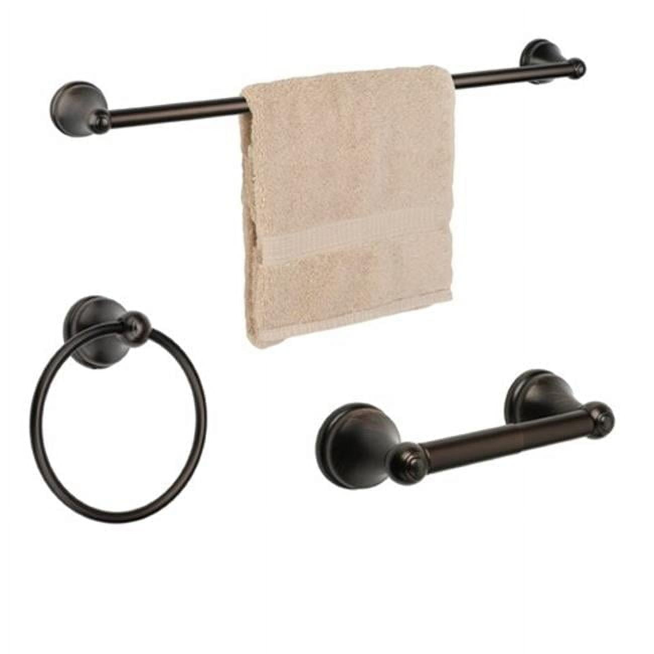 Dynasty Hardware  Brentwood Series Bathroom Hardware Set- Oil Rubbed Bronze- 3-Piece Set- With 24 in. Towel Bar