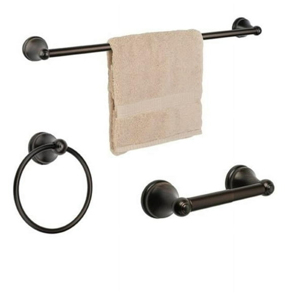 Dynasty Hardware Brentwood Series Bathroom Hardware Set- Oil Rubbed Bronze- 3-Piece Set- With 24 in. Towel Bar