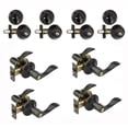 thumbnail image 1 of Dynasty Hardware CP-HER-12P, Heritage Front Door Entry Lever Lockset and Single Cylinder Deadbolt Combination Set, Aged Oil Rubbed (4 Pack) Keyed Alike, 1 of 1
