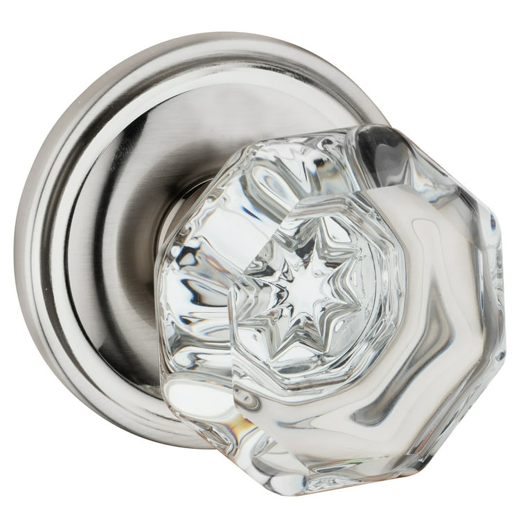 Classic Rosette 2-3/8 in. Backset Satin Nickel Passage Hall/Closet Crystal Glass Door Knob Classic Rosette 2-3/8 in. Backset Satin Nickel Passage Hall/Closet Crystal Glass Door Knob