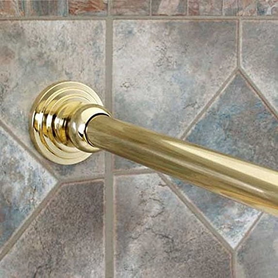 Dynasty Hardware DYN-SR60-PB 1-Inch Diameter Shower Curtain Rod And Mounting Brackets, 60-Inch, Polished Brass