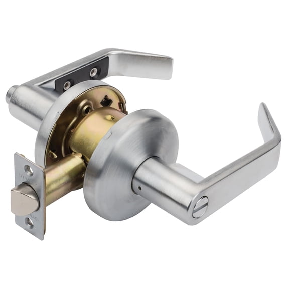 Dynasty Hardware Privacy Door Lock Lever Lockset, ADA Compliant, Light Duty Handle for Bathroom or Office Use, Satin Chrome Finish, Model AUS-20-26D