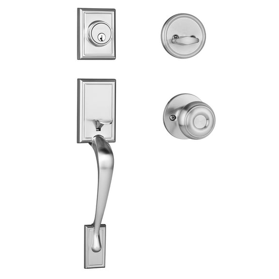 Dynasty Hardware RID-SIE-100-US15 Ridgecrest Front Door Handleset, Satin Nickel with Sierra Knob