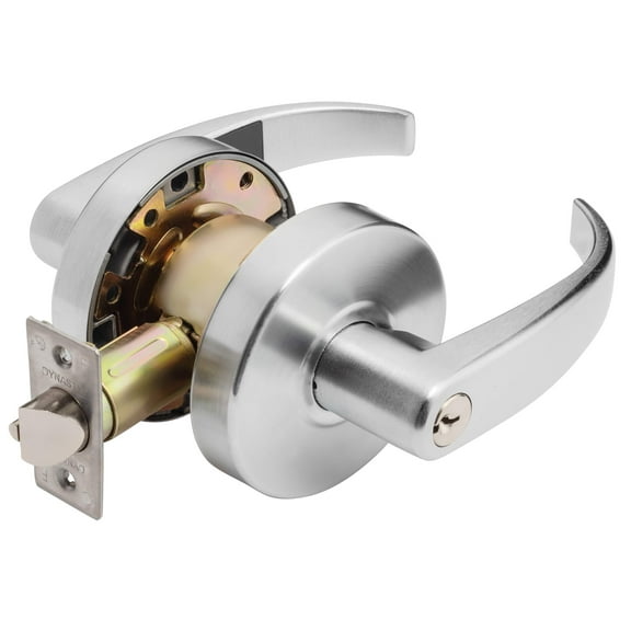Dynasty Hardware Spartan Design Classroom Door Lock Keyed Lever Lockset, ADA Compliant, Grade 2 Heavy Duty Locking Handle for School or Educational Facility, Satin Chrome Finish, Model SPA-03-26D