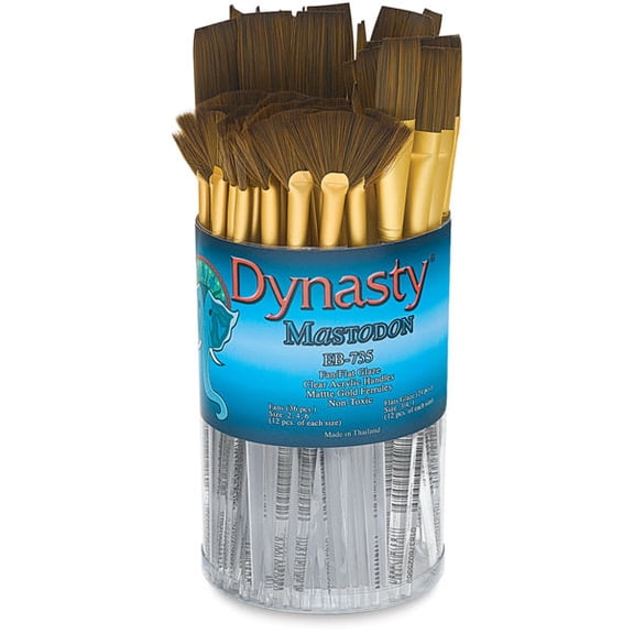 Dynasty Mastodon Synthetic Brush Canister - Fan/Glaze, Set of 60